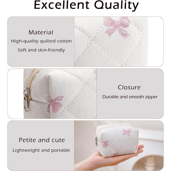 Cute Cotton Mini Cosmetic Bags for Purse,Featherweight Small Quilted Makeup Bag - Picture 4 of 6